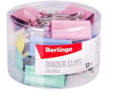 Зажим для бумаг Berlingo 32мм BC1232m цветные, в пласт. стакане