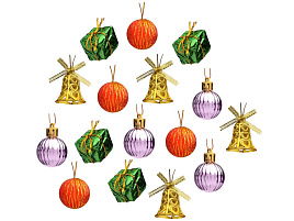 Набор новогодних украшений S1632 Радуга цветов 3см*18шт