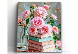 Алмазная мозаика 40*50 НД-1415 Цветы и книги