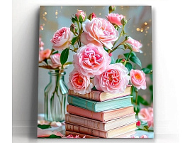 Алмазная мозаика 40*50 НД-1415 Цветы и книги