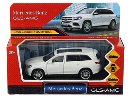 Машина металлическая GLS-12-WH MERCEDES-BENZ gls class amg 12см, дв,баг,ин,белый, кор.