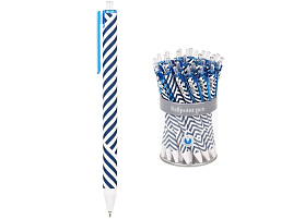 Ручка Greenwich Line GL_25781 автоматическая "Classy stripes" синяя, 0,7мм, игольчатый стержень, софт-тач