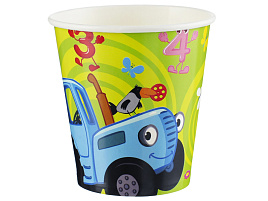 Стакан бумажный 501621 Синий Трактор, С Днем Рождения! зеленый 250мл 6шт