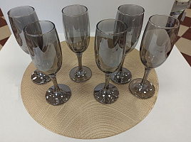 Набор бокалов для шампанского 6шт GR419/06/6744 Сияющий графит 190мл