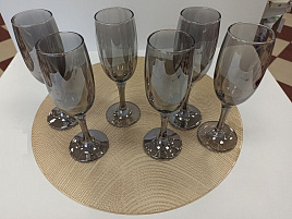 Набор бокалов для шампанского 6шт GR419/06/6744 Сияющий графит 190мл