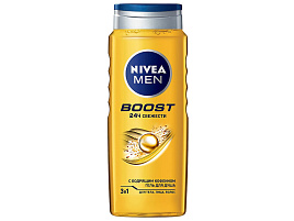 Гель для душа мужской Nivea Boost 3в1 24ч свежести 500мл