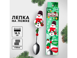 НГ Набор для творчества Лепка на Ложке 3130994 Снеговик в шарфике