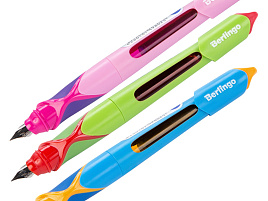 Ручка перьевая Berlingo CFp_00003 детская "Hybrid", синяя+1 ручка-тестер с блокнотом, ассорти, дисплей-бокс