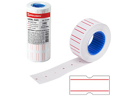 Этикетка PN 21*12 BRAUBERG 123568 прямоугольная, белая с красной полосой, 600 шт.