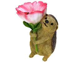 Фигурка садовая Ежик с цветком полистоун 17*25см 12829