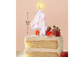 Свеча-цифра "4" Белый мрамор 6990833