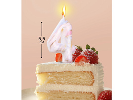 Свеча-цифра "4" Белый мрамор 6990833