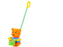 Каталка 96654 Медвежонок с ручкой