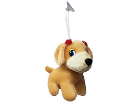 Мягкая игрушка Собачка брелок с цветочком 10см №706