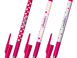 Ручка ЮНЛАНДИЯ 143729 "HEARTS", синяя, SOFT TOUCH покрытие, узел 0,7 мм, линия письма 0,35 мм