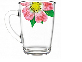 Кружка стекло 300мл 334-д Китайская роза