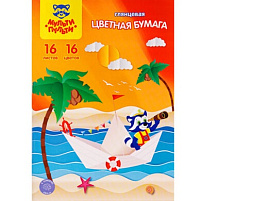 Цветная бумага 16л. 16цв. Мульти-Пульти БЦм16-16_31600 мелованная, в папке