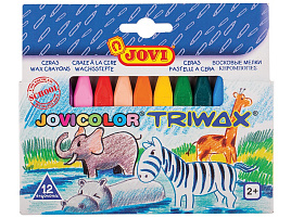 Восковые мелки 12цв. JOVI 973/12 трехгранные, картон, европодвес