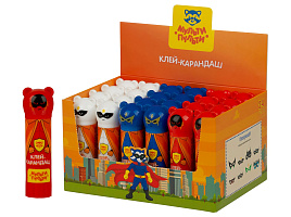 Клей-карандаш 9г. Мульти-Пульти GS_66452 "Супергерои", фигурный колпачок, ПВП, дисплей бокс, ассорти