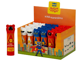 Клей-карандаш 9г. Мульти-Пульти GS_66452 "Супергерои", фигурный колпачок, ПВП, дисплей бокс, ассорти
