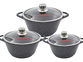 Набор кастрюль литой алюминий 3пр (2+3+4л) Гранит нКас01аг/1974