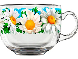 Кружка стекло 450мл 2027-Д Ромашковое поле
