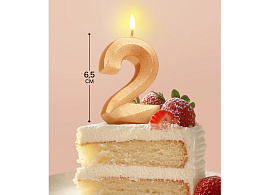 Свеча-цифра "2" Грань золотой металлик 5928486