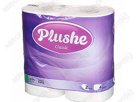 Туалетная бумага Plushe Делюкс  4шт.3-х сл.Классич.Белая 15м