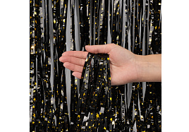 Фотозона Занавес Дождик 6014402 черный металлик