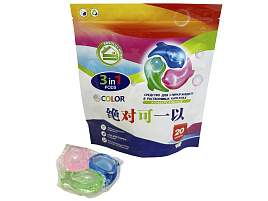 Стиральный порошок Капсулы Absolut Home 20шт*10гр 3в1 Колор упаковка дой-пак