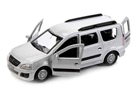 Машина металлическая SB-16-47-N(SL)-WB LADA LARGUS 12 см, двери, багаж., инерц., сереб., кор.