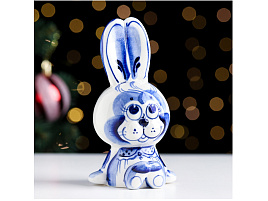 Сувенир Гжель Кролик Тэдди 13см