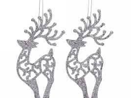 Подвеска пластик Олень серебро набор 2шт 916-0861
