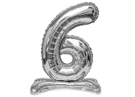 Шар надувной Цифра 6 серебро 32" ч41936 80см