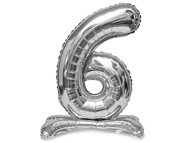 Шар надувной Цифра 6 серебро 32" ч41936 80см