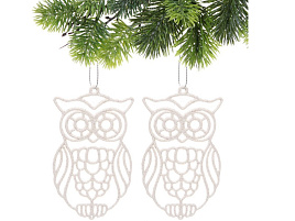 Подвеска пластик Мудрая сова белая 10см 2шт 916-1188