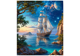 Алмазная мозаика 40*50 НД-1410 Пейзаж с парусником