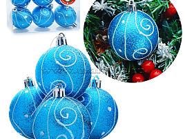 Шар 6см S0161-2 голубой с узором 1шт