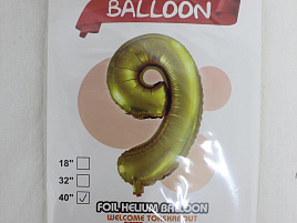 Шар надувной Цифра 9 золото 753965  "40" 102см