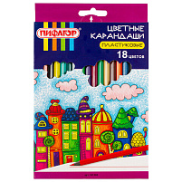 Карандаши цветные 18цв. ПИФАГОР 181584 "СКАЗОЧНЫЙ ГОРОД", черный пластик, заточенные