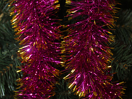 Мишура №10/45 Малиновая с золотым кончиком