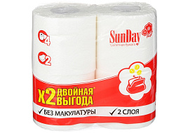 Туалетная бумага SunDay 4шт.2-х сл 16м