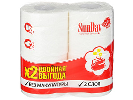 Туалетная бумага SunDay 4шт.2-х сл 16м