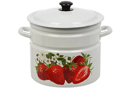 Кастрюля эмаль 10л 41804-222/6-У2 Садовая клубника белая