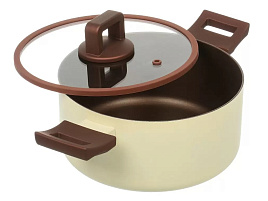 Кастрюля литой алюминий 2,9л Y4-11700/0649 Daniks Caramel индукция, антиприг покрытие, стекл крышка
