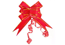 Бант баб Ч09256 золотая полоса, красный 1,8см