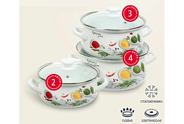 Набор кастрюль эмаль 3пр (2+3+4л) Куркума-1 Экстра