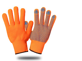 Перчатки х/б ПВХ 70гр.10кл.Великан Акрил оранжевые 0029