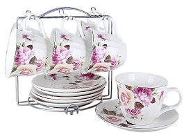 Сервиз чайный 12 пр 2321-12M Цветочная мечта на металическая подставке