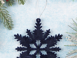 Подвеска пластик Снежинка с бархатом 12,5см НУ-5119